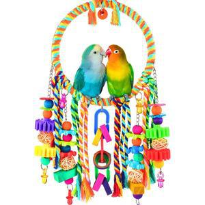 카투모 새 장난감, 알록달록 씹는 장난감이 있는 버드 스윙 장난감 퍼치, 러브버드, 핀치, 잉꼬, 버저리가, 코뉴어 등 작은 새들에게 적합합니다