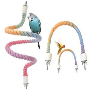 앵무새 우리를 위한 등반 로프로 사용되는 새가 앉는 경사 로프 3개, 이중 있는 로프가 퍼치 장난감-스윙