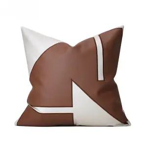 럭셔리 커피베이지 가죽쿠션 인테리어 북유럽 방석 가죽