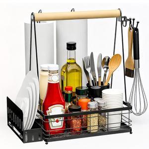 접시 홀더와 요리 그릴 남성 홀더 선물 종이 2개가 타월 야외 피크닉 투달크 바비큐 RV 캐디 캠핑