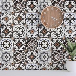 회색 작은 세라믹 타일 롤 자체 접착 종이 벽지 스토브 주방 가구 색상 변경 장식 PVC