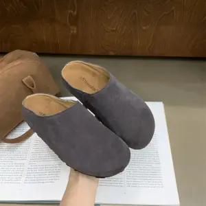 쉬헐크 여성 여친 신발 슬리퍼 리얼 가죽 통굽 버켄백 반 받침 가을 임산부 미끄럼 방지 빈티지 못생긴 보