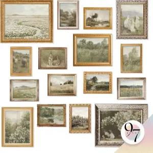 97 데코 대형 11x14 프랑스 시골 벽 아트 - 빈티지 프린트 농가 장식 식물 침실용 자연 포스터 풍경화 봄