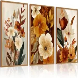 보호 플라워 월 아트 빈티지 추상 플로럴 프린트 식물 캔버스 장식 농가 사진 가을 포스터 침실 거실용