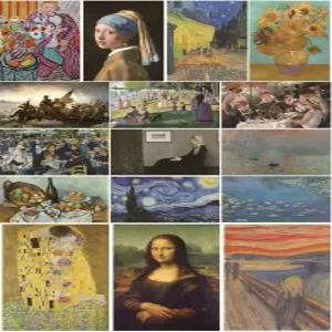 미니 유명 아트 프린트 및 포스터 16PCS 회화 미술 인상주의 르네상스 미학 낭만주의 빅 벽 그림 교실 장식