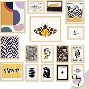 97 데코 대형 11x14 빈티지 절충형 벽 아트 프린트 - 장식용 독특한 펑키한 미학적 그림 맥시멀리즘 장식