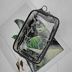 [룽스]투명 파우치 PVC 투명파우치 블랙 중형