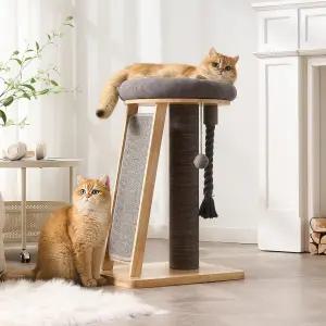 실내용 스크래치 포스트가 있는 현대적인 캣트리 작은 타워 침대 매달린 볼 인터랙티브 로프 보드가 견고한