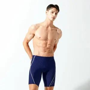 [하프클럽/베이직 엘르]베이직엘르 남성 5부 선수용 실내 수영복 네이비 BEZ-