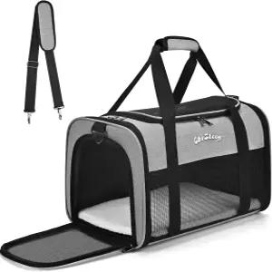 추중항공 고양이 및 소형견용 반려동물 캐리어 승인(최대 18파운드) - 세척 가능한 패드가 있는 부드러운