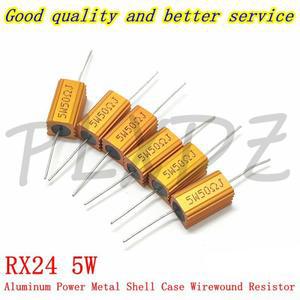 알루미늄 전원 금속 쉘 케이스 권선 저항 0.1  15K 0.5 1 2 5 6 8 10 50 200 300 ohm RX24 10PCs 5W