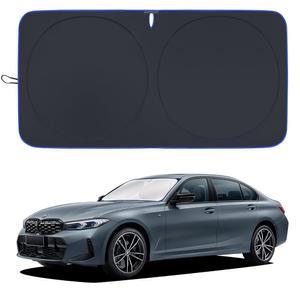 MORYRAY 자동차 앞유리 선쉐이드 실내 자동차 제공 선블로커 실내 액세서리(블랙 (64x32인치)에 쿨 반사형 접이식 반사기 미디엄) 자동차 기능 선쉐이드 보호 최고의