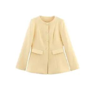 루타꽁몰 여자 가을 코트 긴팔 싱글 정장 라운드넥 자켓 솔리드 HO3