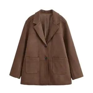 루타꽁몰 여성용 가을 스웨이드 긴팔 터틀넥 코트 정장 재킷 HO3