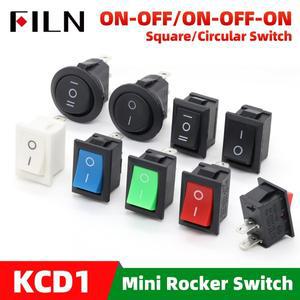FILN KCD1-101 6A 250VAC 10A MRS-101 2핀 온오프 미니 소형 로커 스위치 토글 21x15mm 스냅인 간편 설치