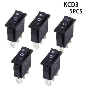 5개 x AC 15A 250V 20A 3 핀 SPDT KCD3 ON-OFF-ON 위치 검정색 보트 로커