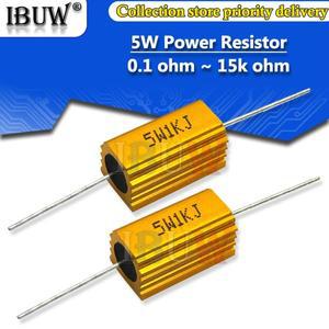 5PCS RX24 5W 알루미늄 파워 메탈 쉘 케이스 권선 저항기 0.01  15K 1 2 3 5 6 8 10 20 300 500 옴