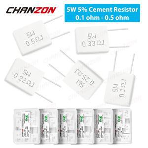 5% 시멘트 권선 저항기 0.1 0.22 0.33 Ohm R 5 와트 비유도 고정 와이어 감긴 세라믹 5W 10 개