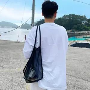 메쉬 숄더백 블랙 캐쥬얼룩 토트백 에코백