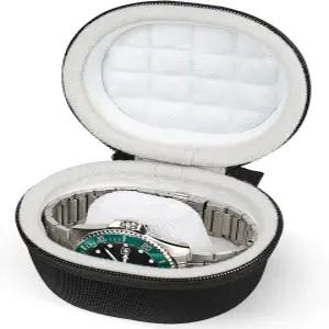 남성용 RISETECH 시계 여행 케이스 손목시계 및 스마트 시계용 휴대용 싱글 보관함 최대 50mm - 블랙