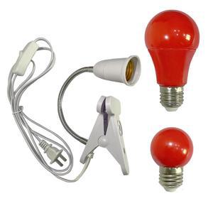 YCCLD 다크룸 세이프라이트 휴대용 레드 램프(클립 360도 책상 조명, 스위치 포함), E27 LED 나사 조명(180cm 전원 코드 포함)