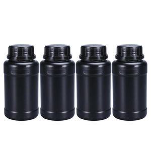 UMETASS 8온스/250ml 플라스틱 식품 등급 저장 병, 방수 와이드 마우스 HDPE 암실 화학 시약 병 액체 용기(블랙, 4개)