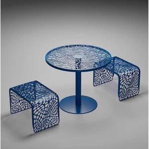 라운드테이블 파크 홈스테이 정원 테이블 하늘색 80cm 카페 야외