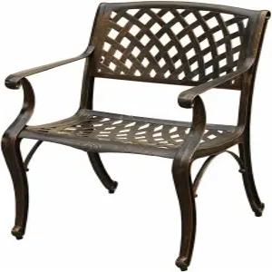 오클랜드 리빙 모던 아웃도어 메시 캐스트 알루미늄 브론즈 파티오 다이닝 의자