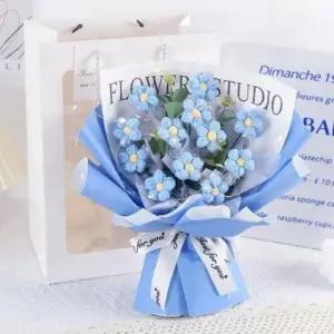 물망초꽃다발 물망초 뜨개 뜨개질 꽃다발 선물 완제품