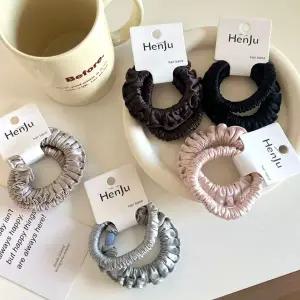 (2종 세트) 새틴 머리끈 얇은 곱창밴드 헤어슈슈 고무줄 밴드 올림