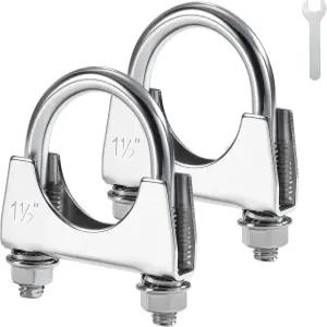 이블 에너지 1.5인치 헤비 듀티 U 볼트 배기 클램프 1 1/2인치 스테인리스 스틸 머플러 새들 스타일 2PCS