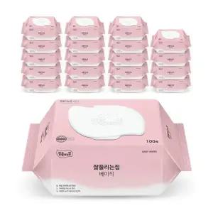 [잘풀리는집]베이직 물티슈 캡형 100매 x 20팩