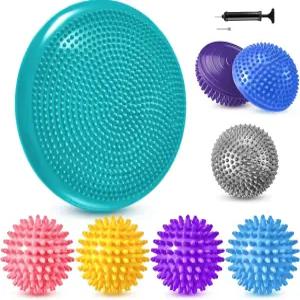 핸드 펌프가 장착된 고슴도치 밸런스 포드 8개 패드 1개 3개 바디 밸런스를 위한 스파이크 마사지 볼 4개