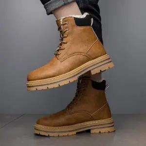 방한 남성 기모 레더 워커 겨울