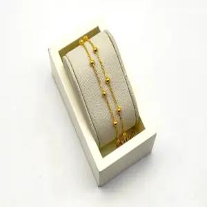 24K 순금 1돈 더블라인 볼 포인트 팔찌(18K 연결고리 장식)