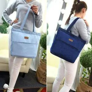 데님에코백 심플 데님 숄더백