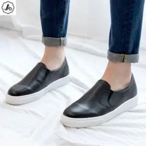 [애슬릿] 여성 슬립온 발편한 화이트 블랙 단화 3cm