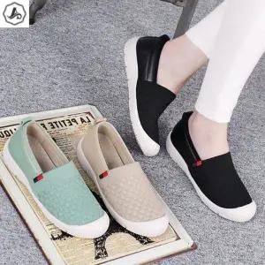 [애슬릿] 여성 슬립온 경량 발편한 니트 단화 3.5cm