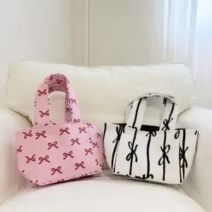 발레코어 리본 토트백 2종 손가방 에코백 패딩 발레코어 가벼운가방 캔버스 토트백 여성 미니 손가방 패딩