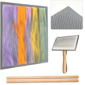 GKESGM 울 울용 용품 바늘 블렌딩 스피닝 펠팅 24.9CM(9.8 X 천 1개, 섬유 도구 9.8인치) 준비를 2개가 니들 있는 위한 도웰 24.9 보드