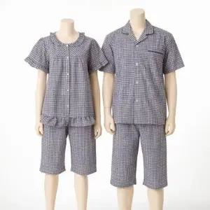 [갤러리아] [커플]면100 붙지않는 시원하고 가벼운 지지미 체크선염 파자마[VPAS202WM_NB]