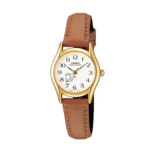 카시오 LTP-1094Q-7B8 여성 학생 클래식 가죽 손목 시계
