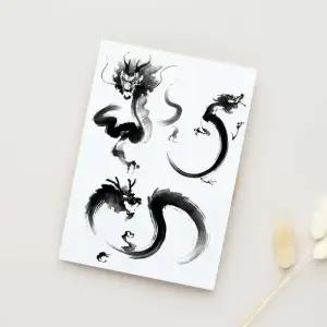 [에스에스_62]흑백 용 타투 다꾸스티커 스티커 일회용타투