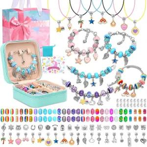 라이프리스럭 참 팔찌 만들기 키트 주얼리 선물 상자가 있는 목걸이 아트 크래프트 생일 명절 발렌타인을