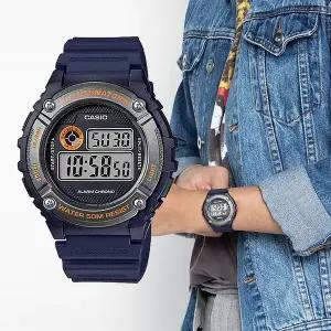 카시오 W-216H-2B 남성 군인 학생 우레탄 디지털 손목 시계