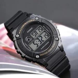 카시오 W-216H-1B 남성 군인 학생 우레탄 디지털 손목 시계