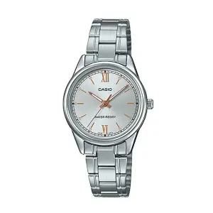 카시오 LTP-V005D-7B2 여성 라운드 아날로그 메탈 손목 시계