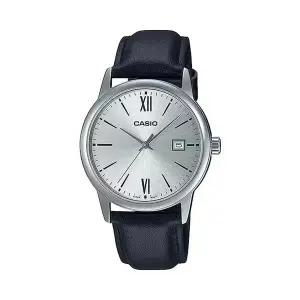 카시오 MTP-V002L-7B3 클래식 라운드 남성 가죽 아날로그 시계