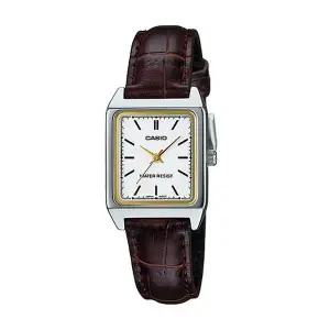카시오 LTP-V007L-7E2 여성 스퀘어 아날로그 가죽 손목 시계