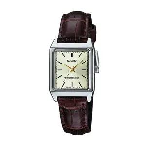 카시오 LTP-V007L-9E 여성 스퀘어 아날로그 가죽 손목 시계